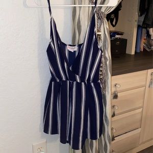 Navy and White Romper